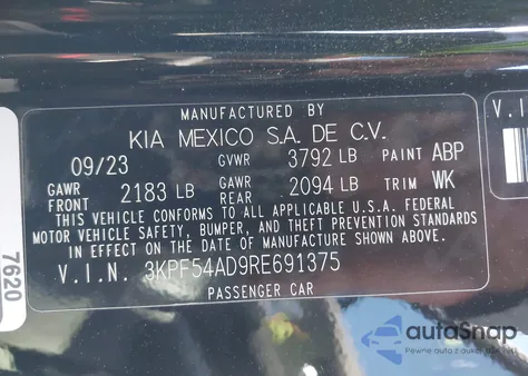 2024 Kia Forte Gt-Line z USA, uszkodzony, nr VIN 3KPF54AD9RE691375